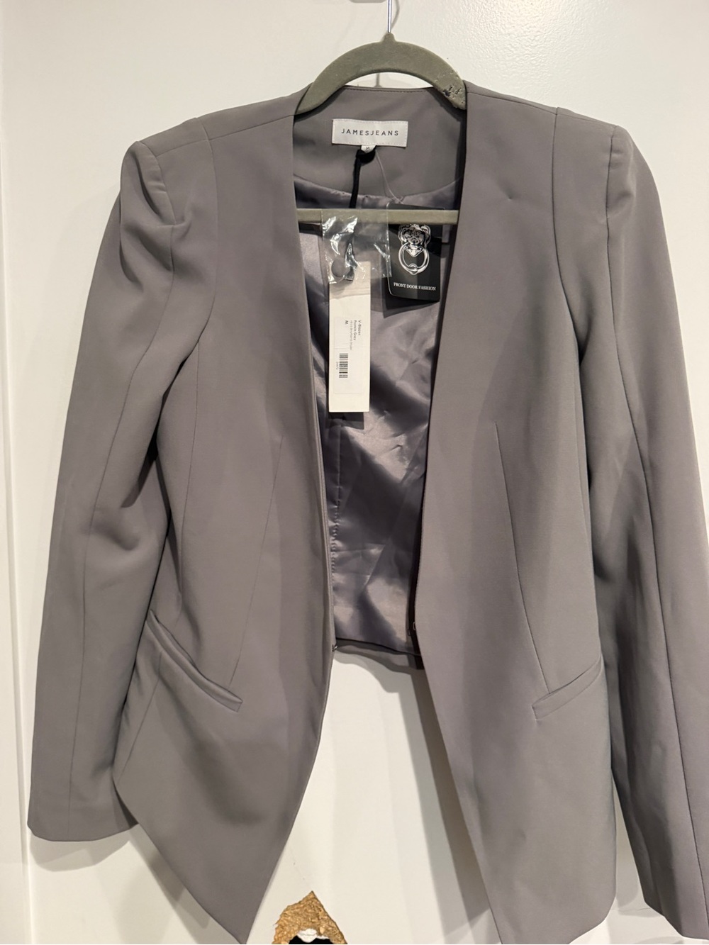 James Jeans Gray Open-Front Tailored Blazer